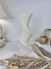 Minimalist Textured Hand-painted Ceramic Vase 16" off white washed
