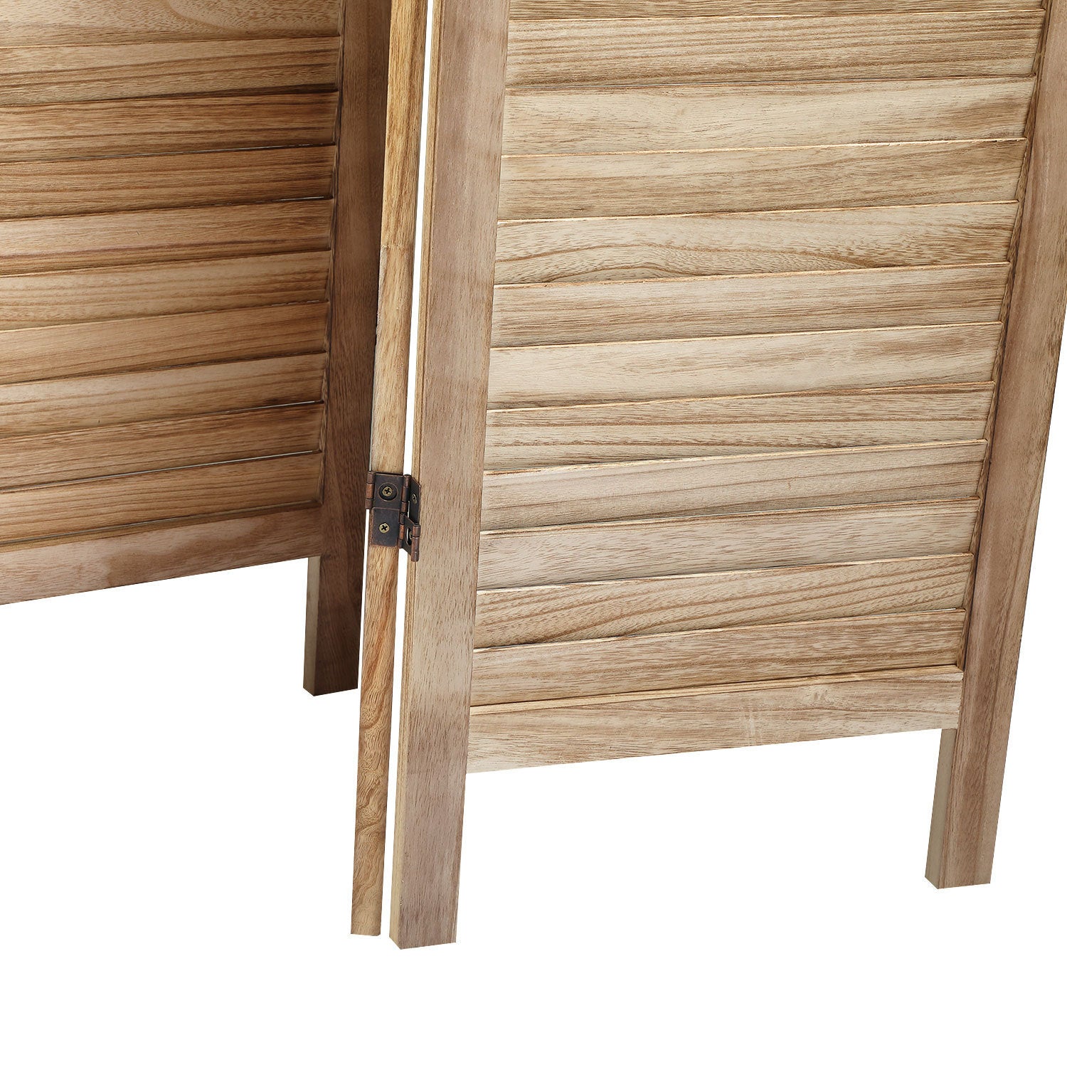 8 Panel Screen Folding Louvered Room Divider - Light Burn