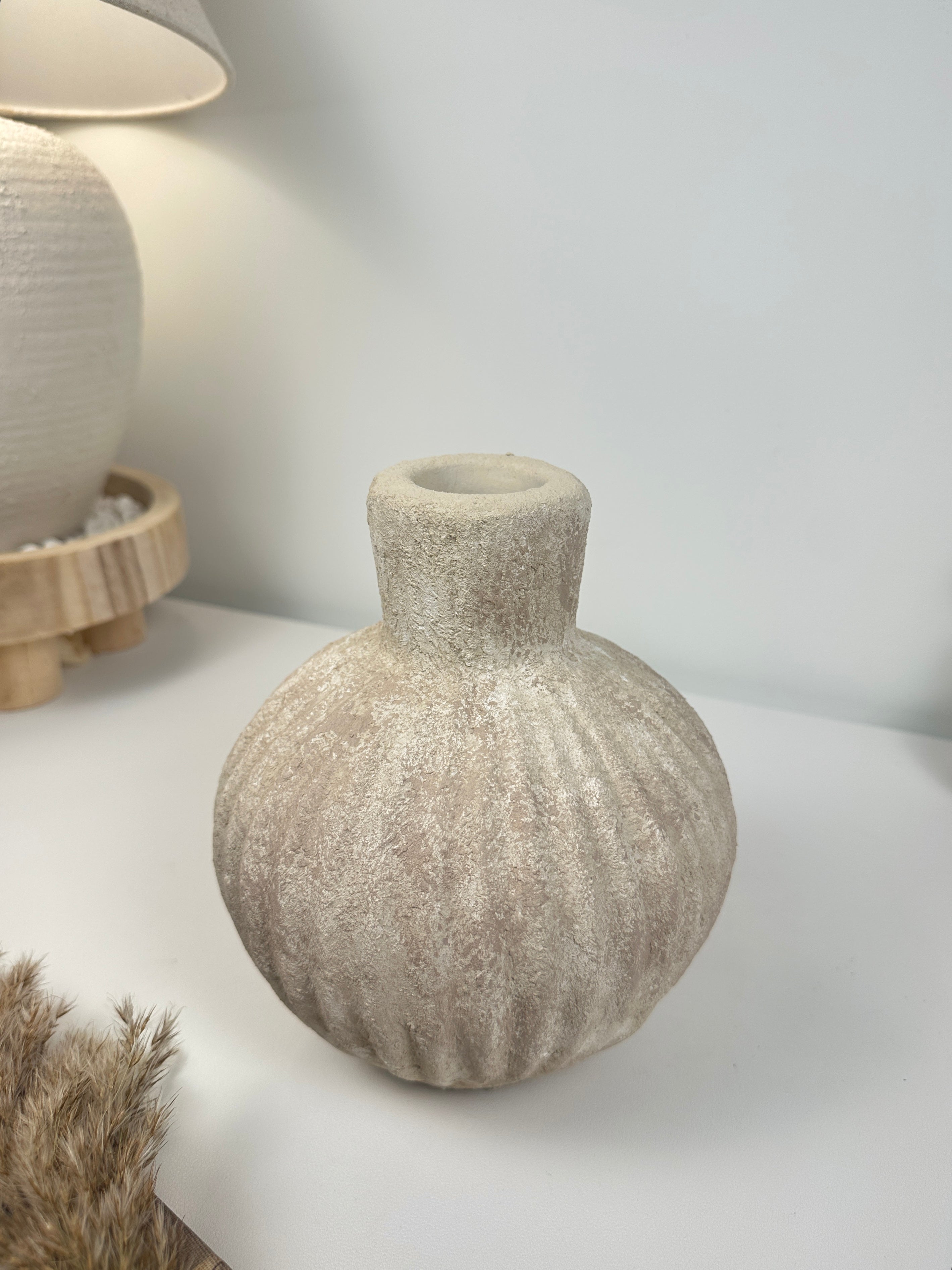 Handmade Decorative Ceramic Vase 8” tall - beige washed