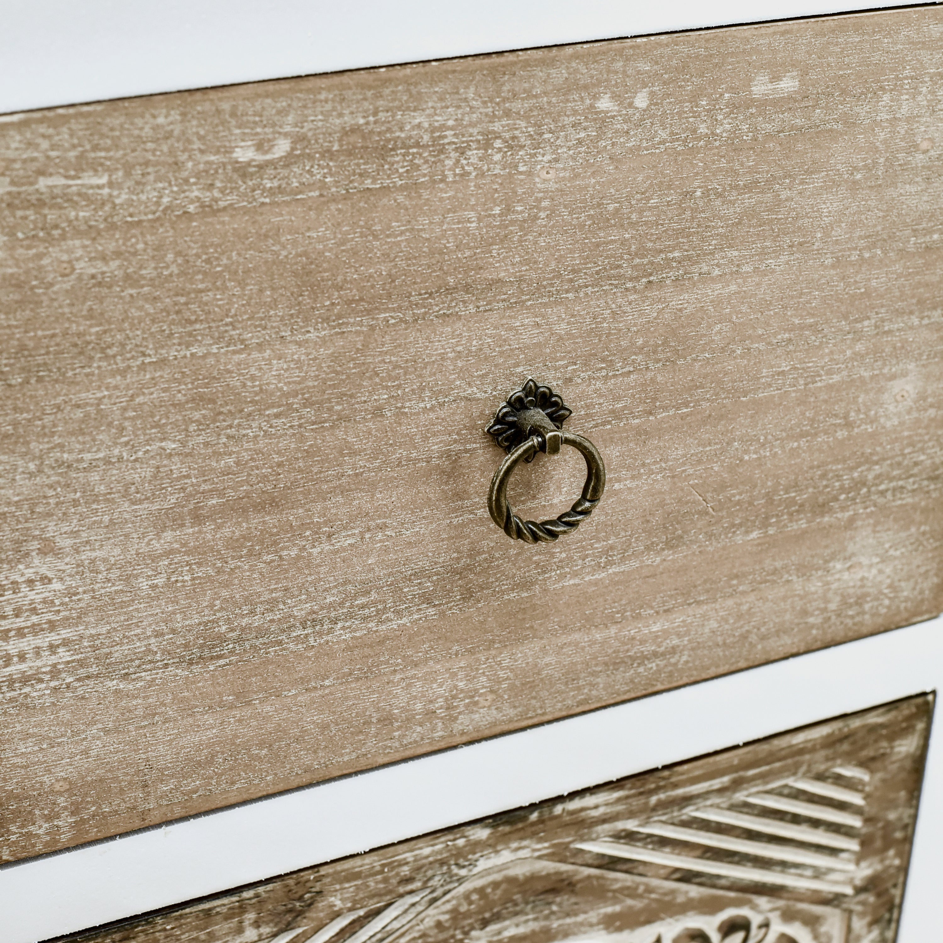 Hand-Carved Accent Cabinet with Vintage Charm - Versatile Storage and Distinctive Design - Fully Assembled
