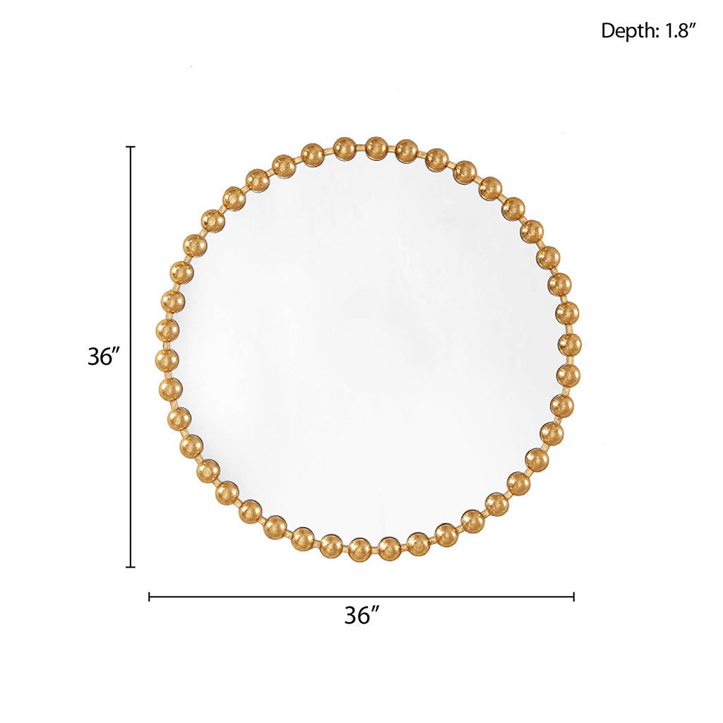 Marlowe Beaded Round Wall Mirror 36"D