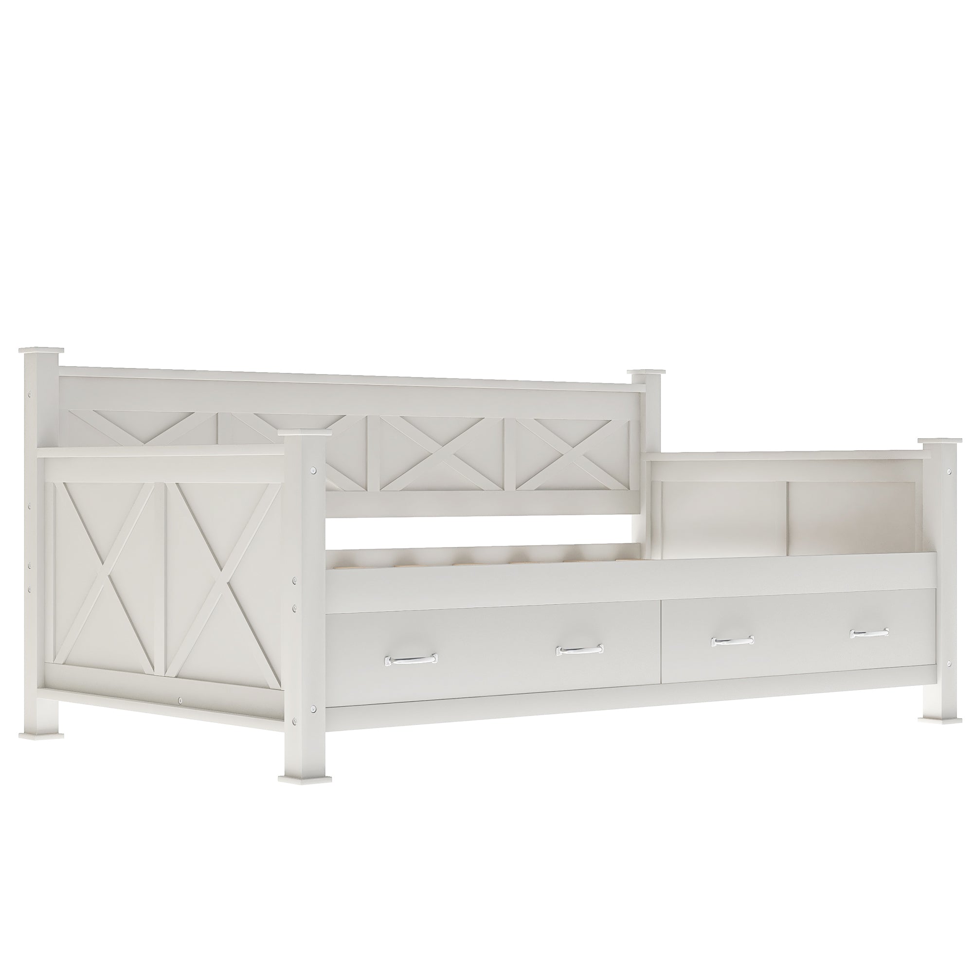 Twin Size Wooden Modern and Rustic Casual Style Daybed - Cream White