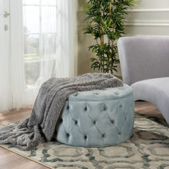 Elegant Light Grey Velvet Ottoman