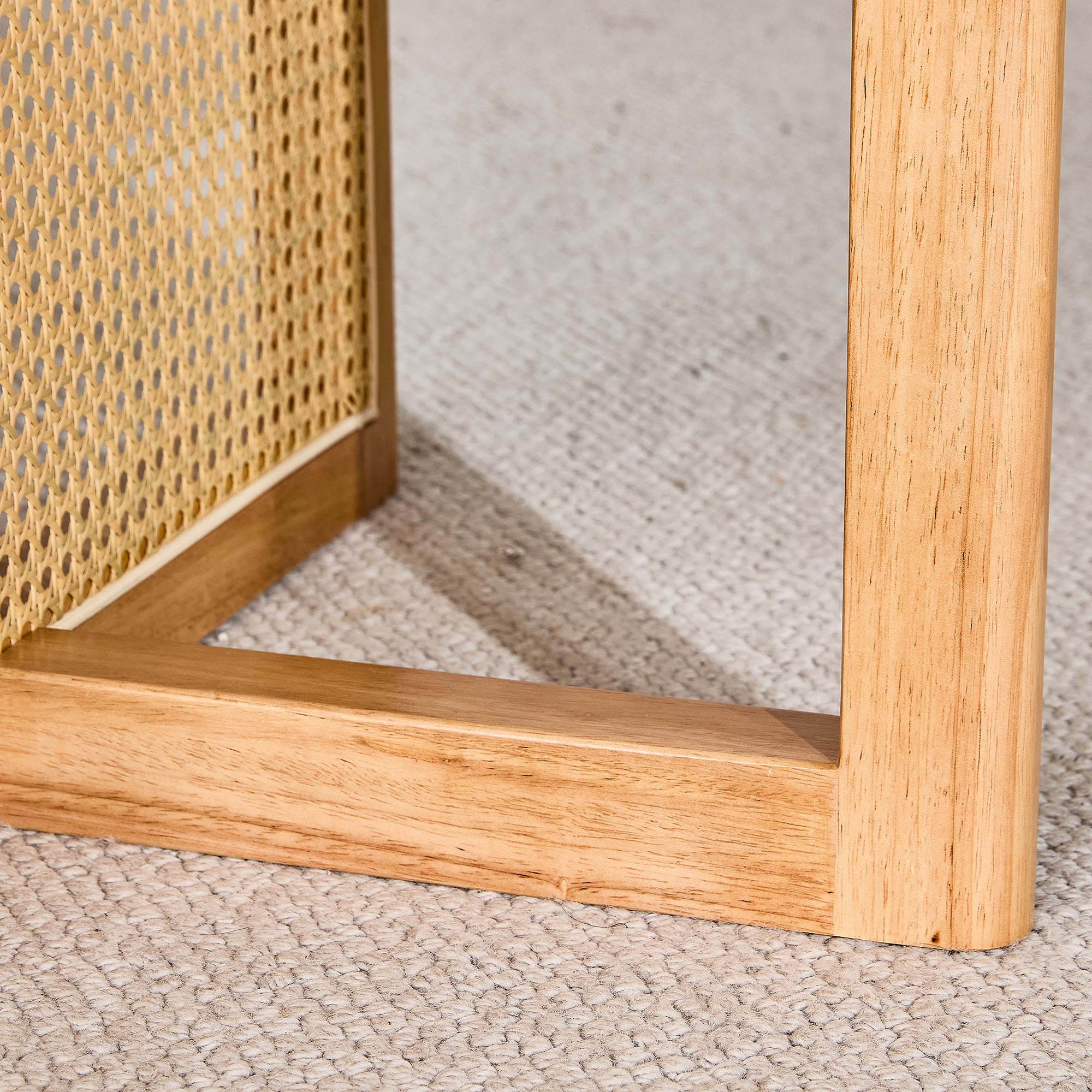 Naturally Elegant Wooden Coffee Table with Faux Rattan Accents
