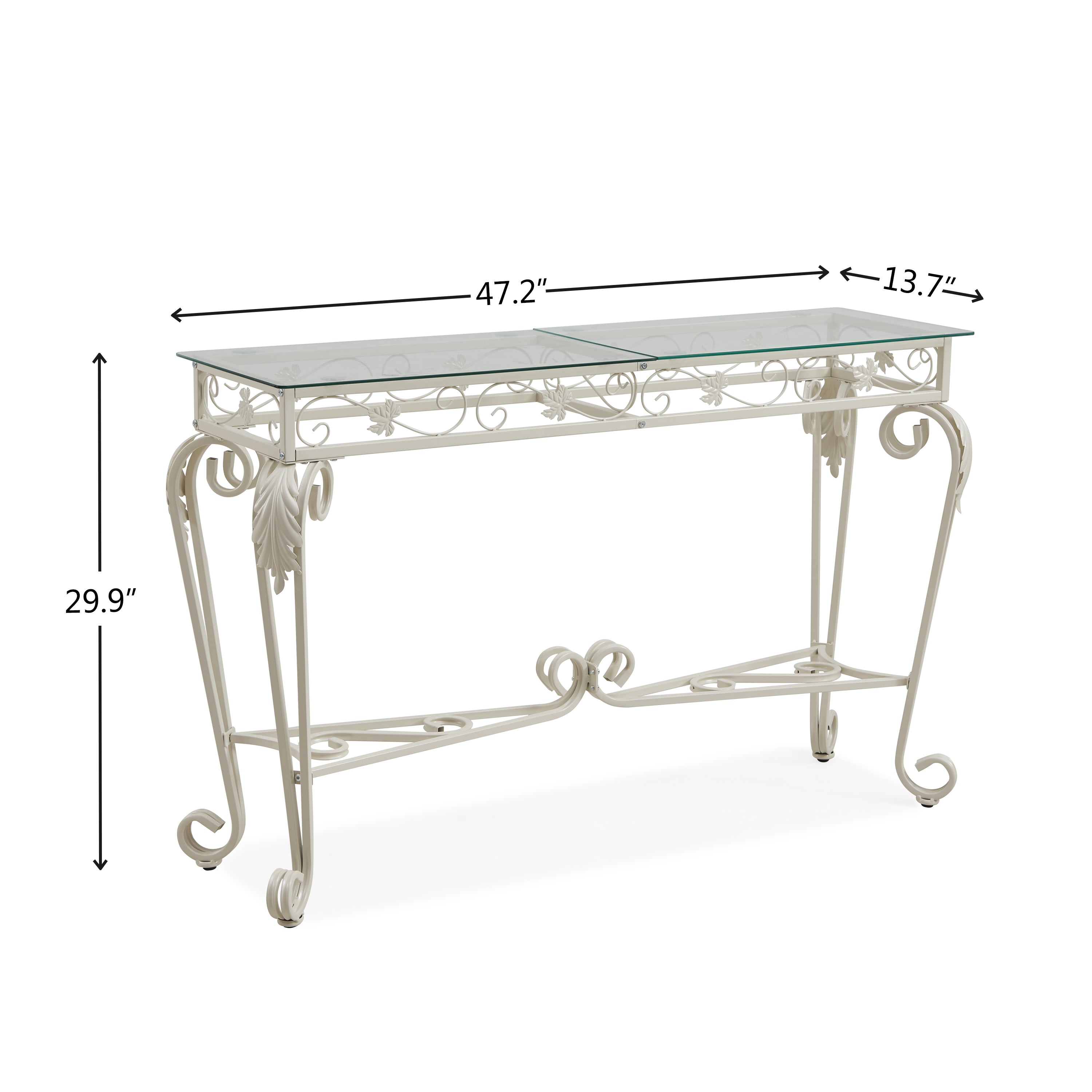 Modern Style Fancy Glass and Metal Table for Entrance, Console Tables for Entryway - White