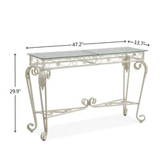 Modern Style Fancy Glass and Metal Table for Entrance, Console Tables for Entryway - White