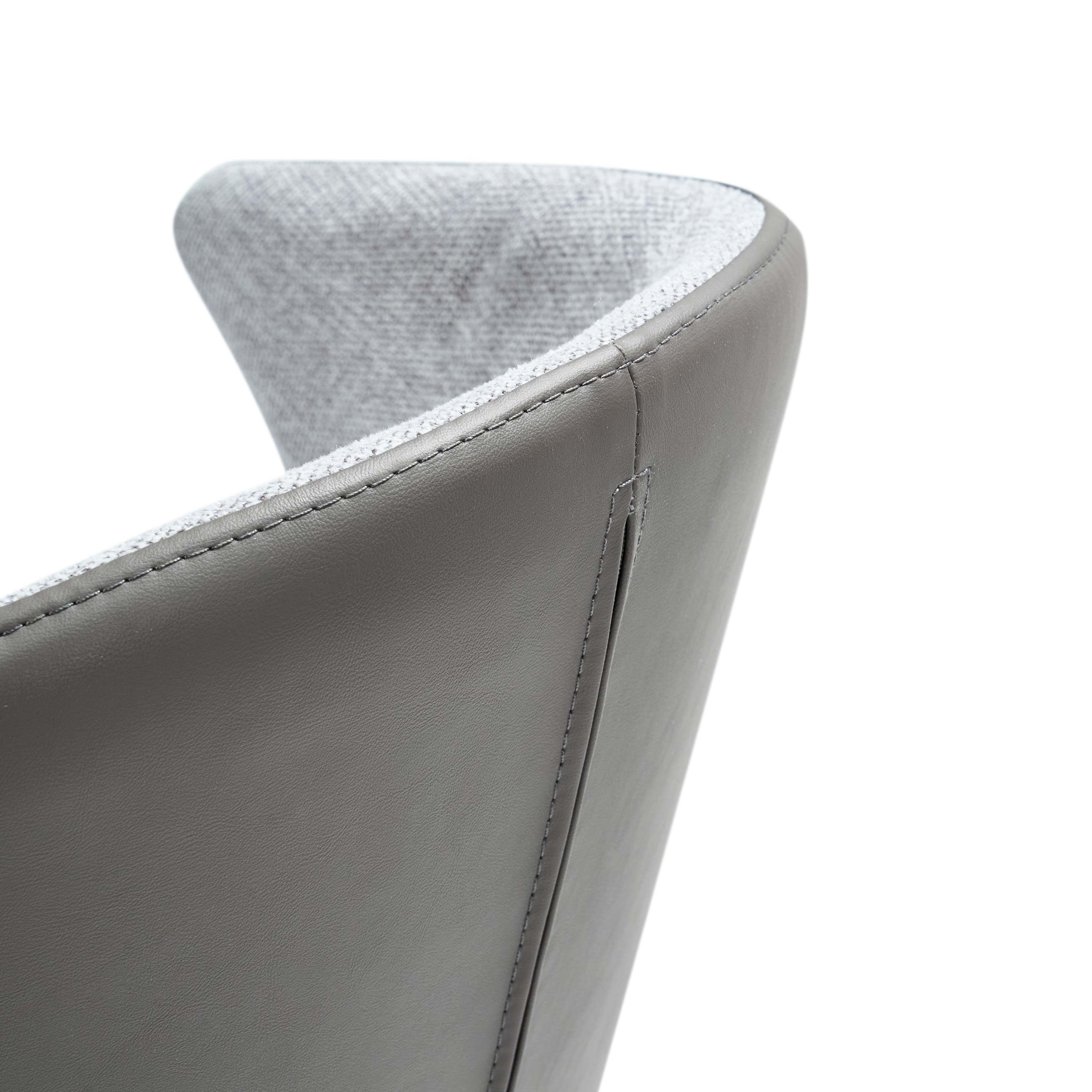 Set of 2 - Modern Minimalist Gray Dining Chairs, Carbon Steel Legs