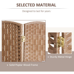 6' Tall Wicker Weave 4 Panel Room Divider Privacy Screen - Natural