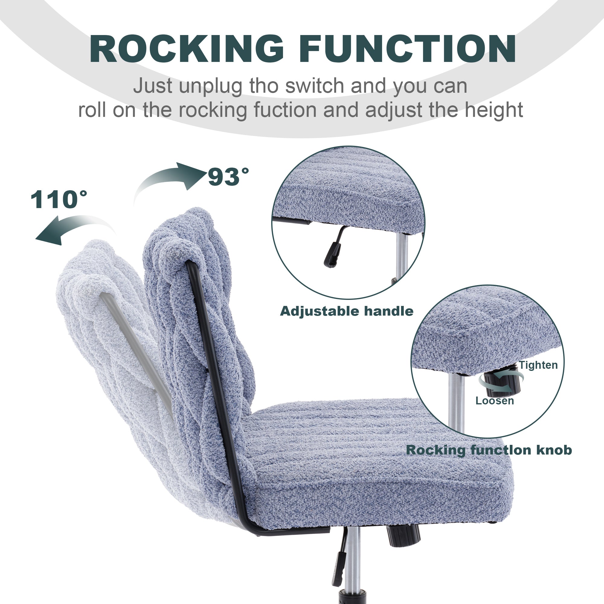 Armless Office Desk Chair No Wheels, Blue
