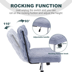 Armless Office Desk Chair No Wheels, Blue