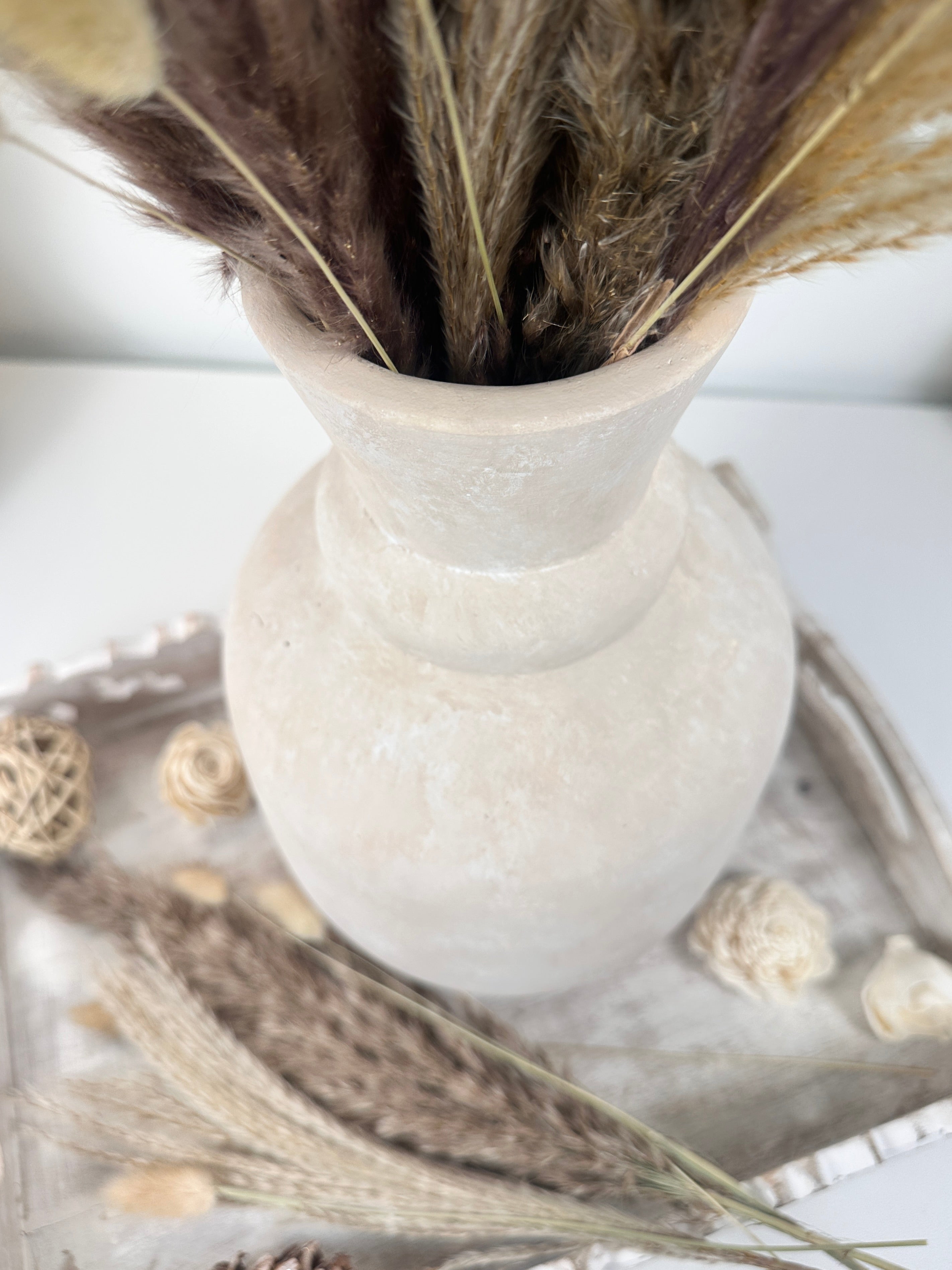 Roman Style Vase Hand-Painted 12" tall - Cream Sand washed