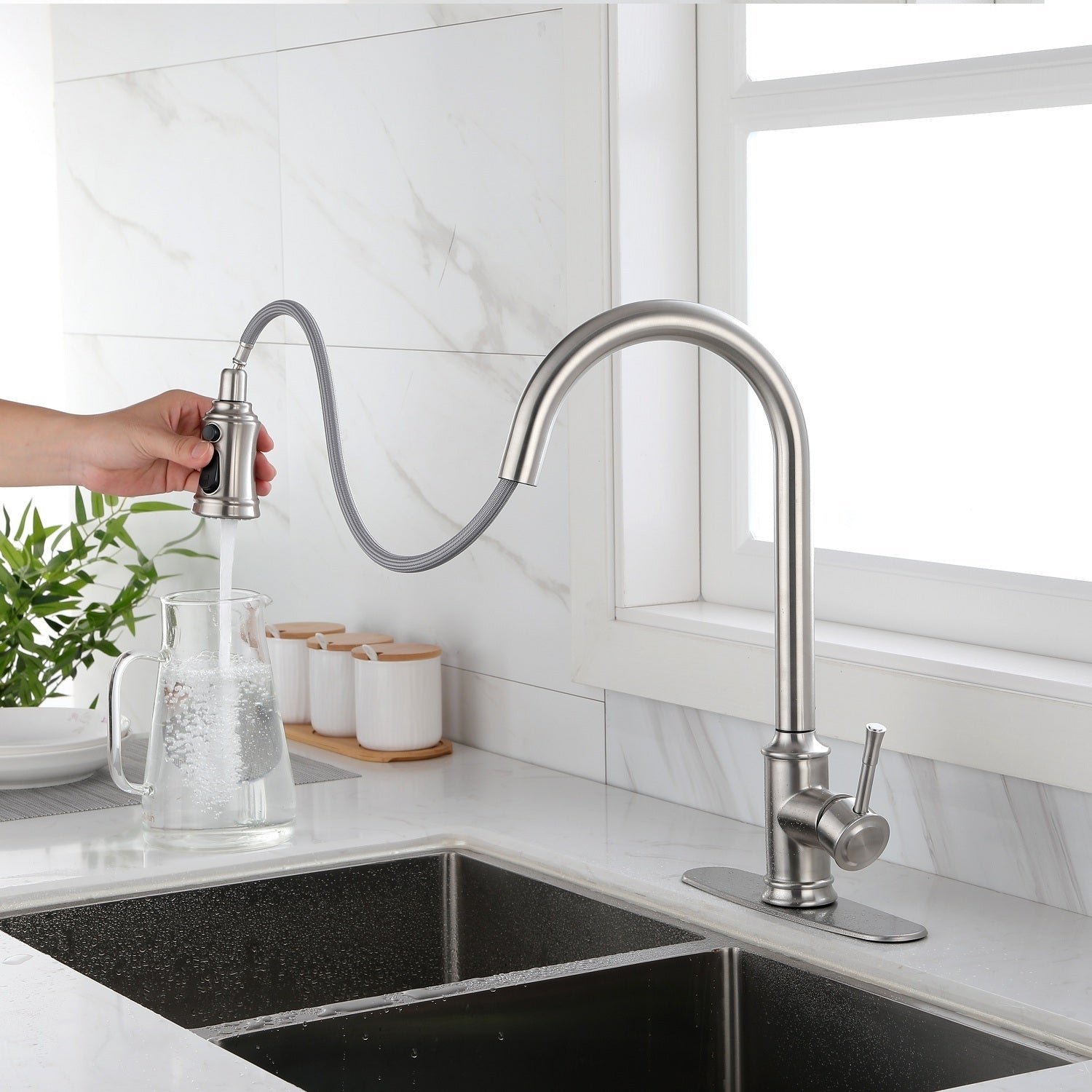 Touch Kitchen Faucet with Pull Down Sprayer - Brushed Nickel