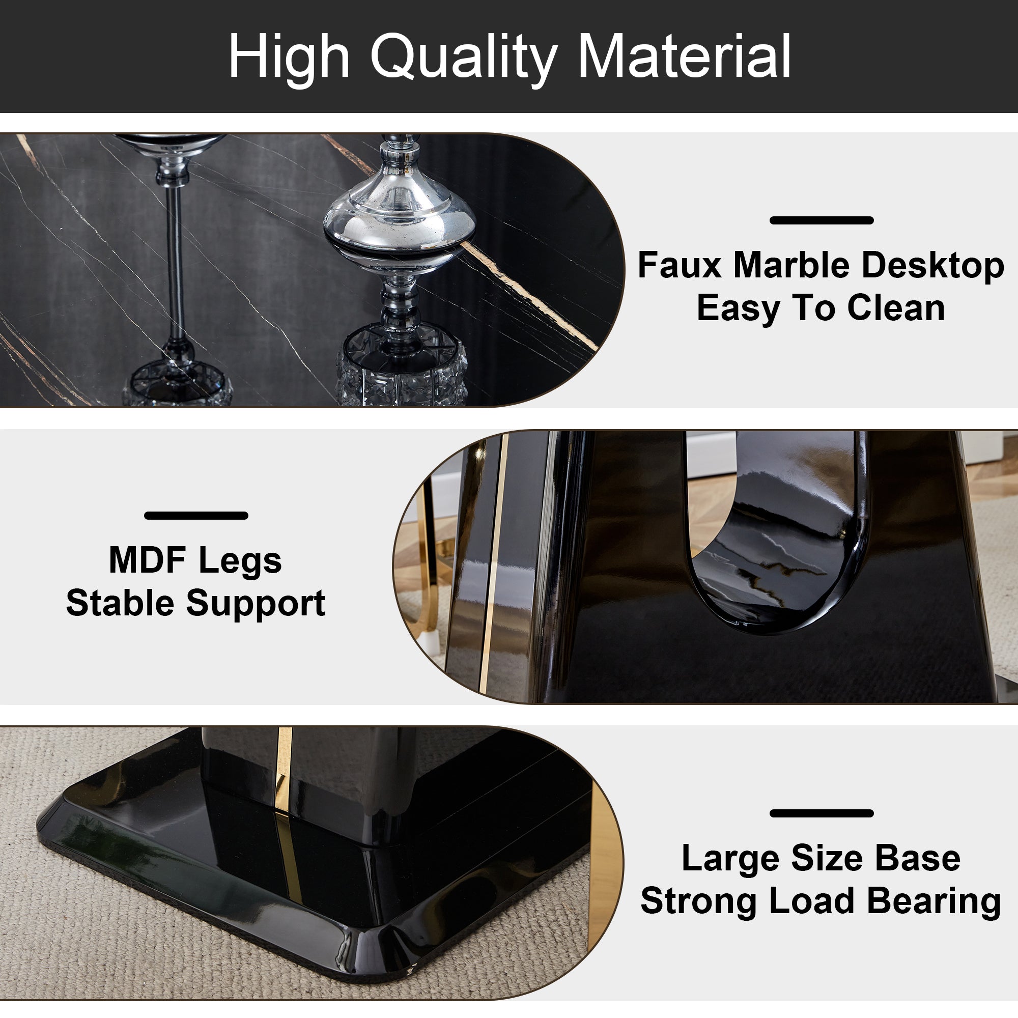 Modern and Luxurious Dining Table - Black
