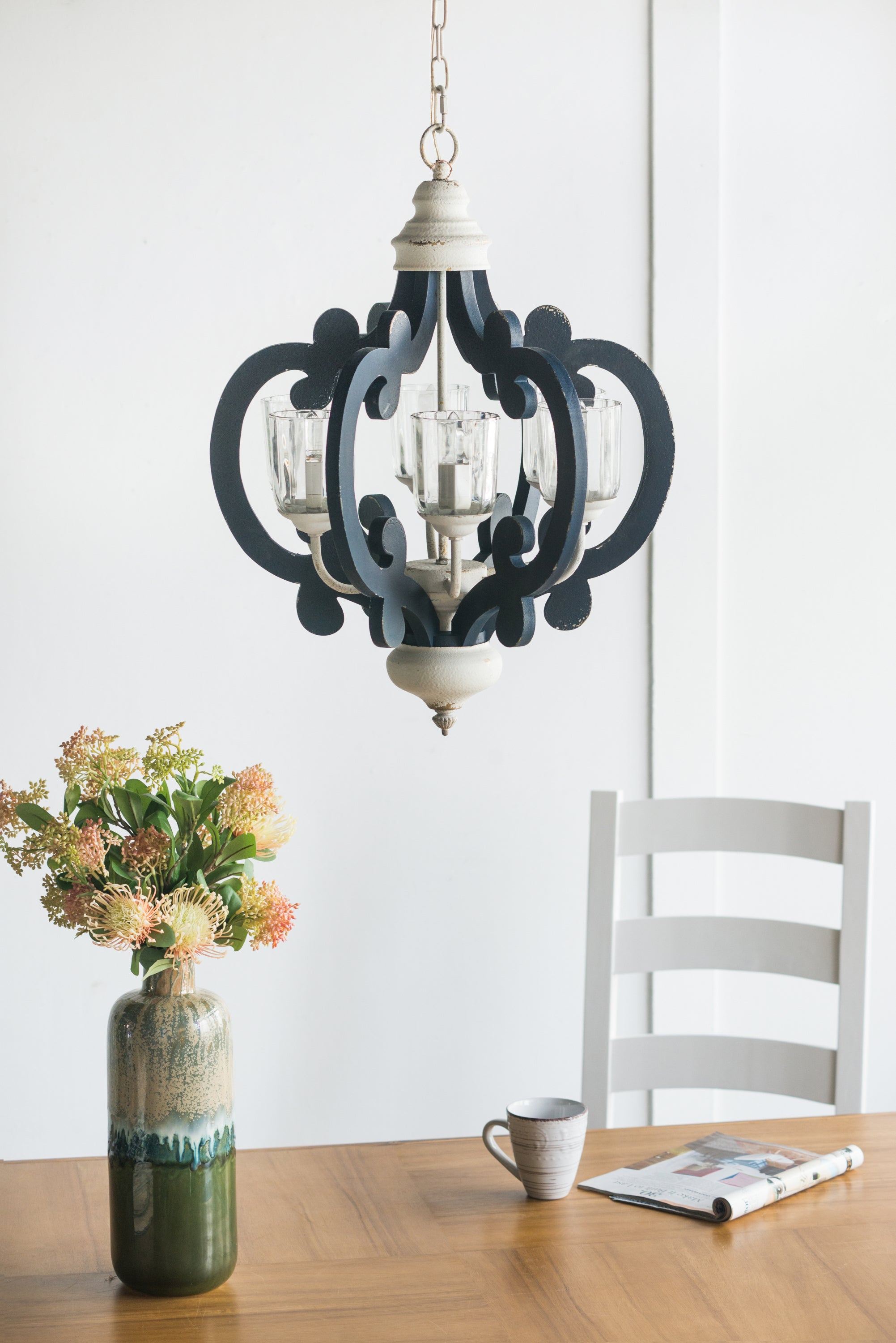 Wood Chandelier 6- Light Farmhouse Pendant Lighting Natural Wood Hanging Light Fixture