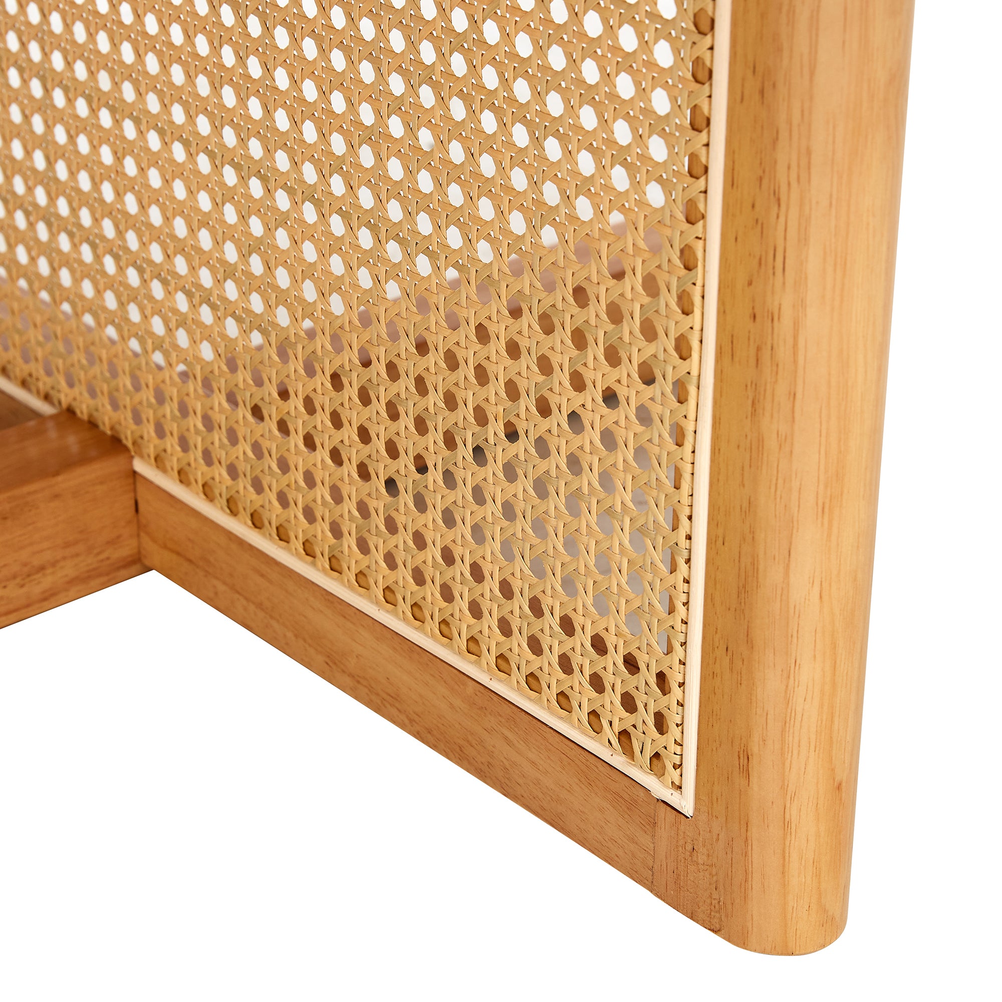 Naturally Elegant Wooden Coffee Table with Faux Rattan Accents