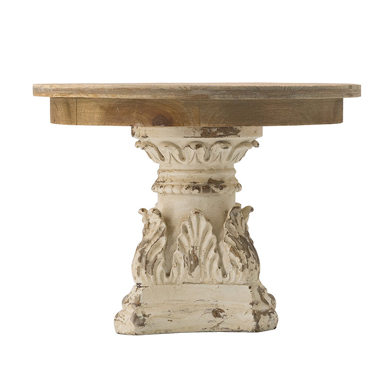 Rustic Cake Stand, Wood Cake Plate with Magnesium Base D10.5" x 7.5"