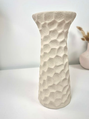 Minimalist Abstract Textured Candlestick 10'5 tall Beige Linen Color