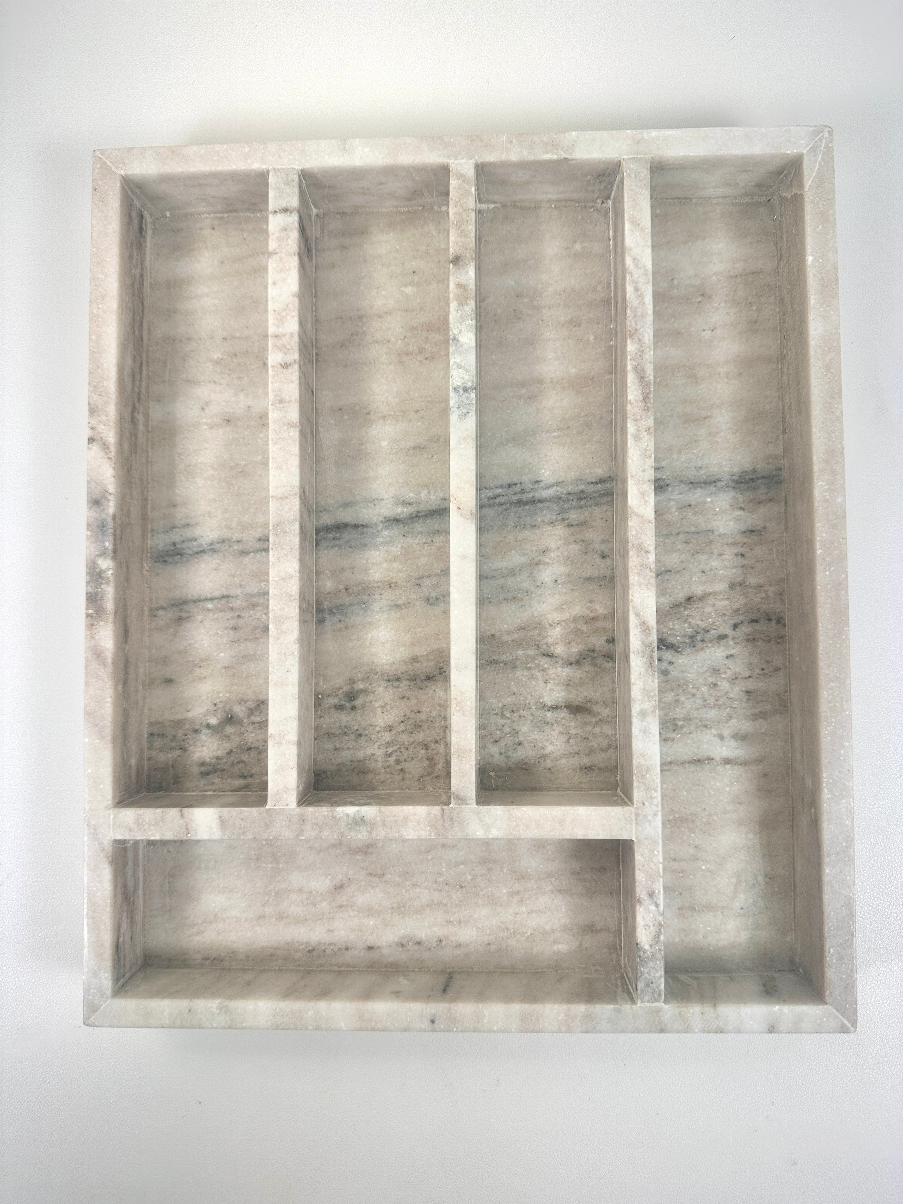 Luxury Marble Silverware/ Jewelry Tray Light Beige 13x11x1.8“