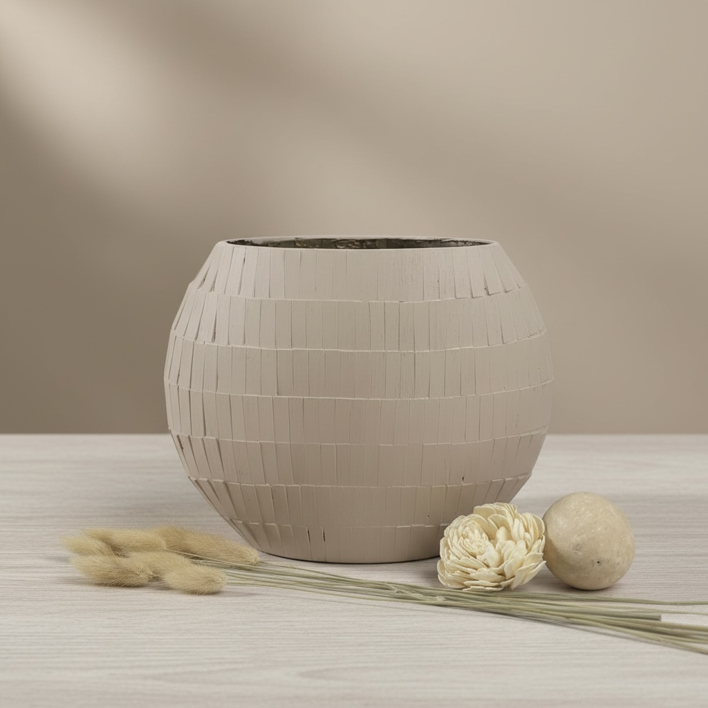 Mosaic Glass Vase 9", Tan Matte