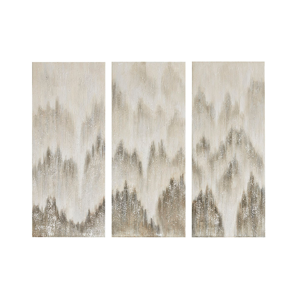 Sterling Mist 100% Hand Brush Embellished Canvas 3 Piece Set