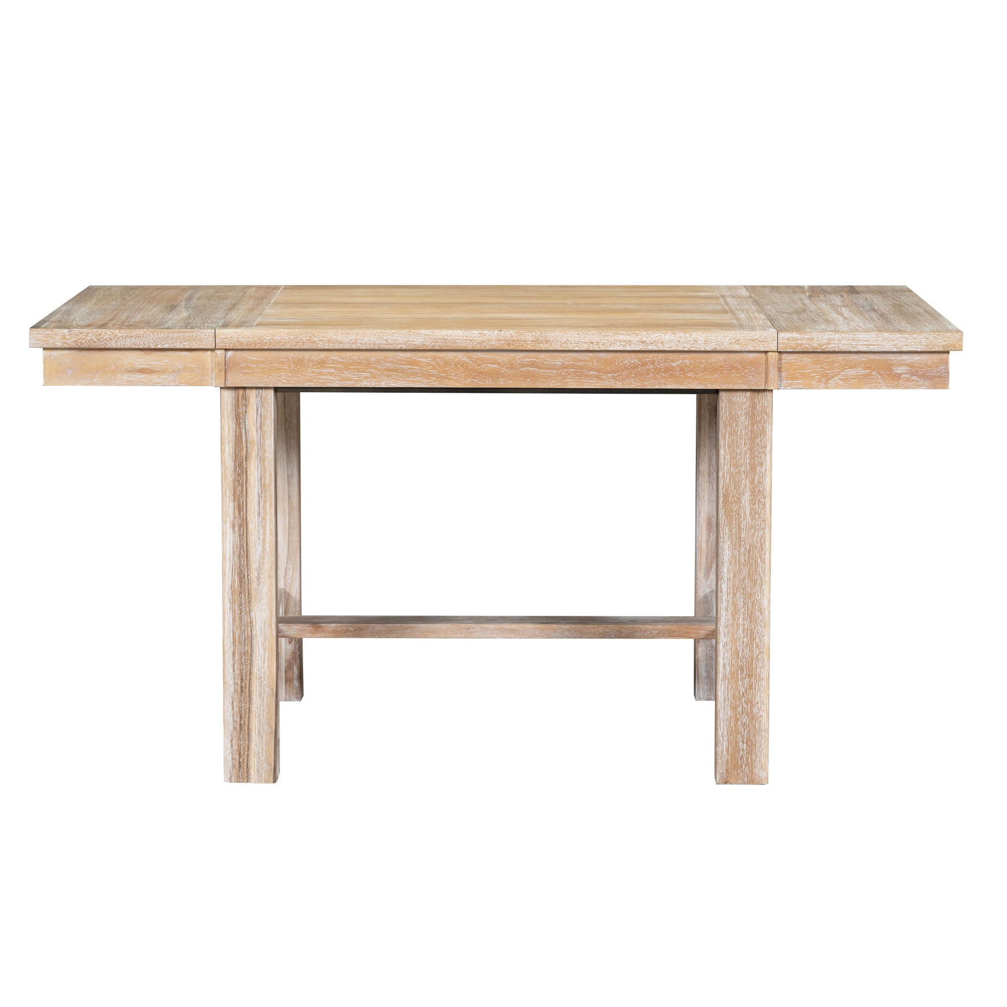 Farmhouse 6-Piece Extendable Dining Table with Footrest, 4 Upholstered Dining Chairs and Dining Bench - Natural+Beige Cushion