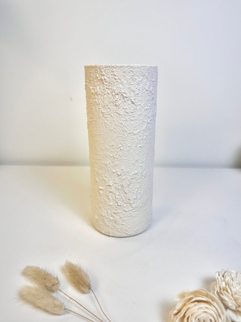 Minimalist Textured Hand-painted Glass Vase 8.5" tall - Off-White Cream