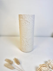 Minimalist Textured Hand-painted Glass Vase 8.5" tall - Off-White Cream