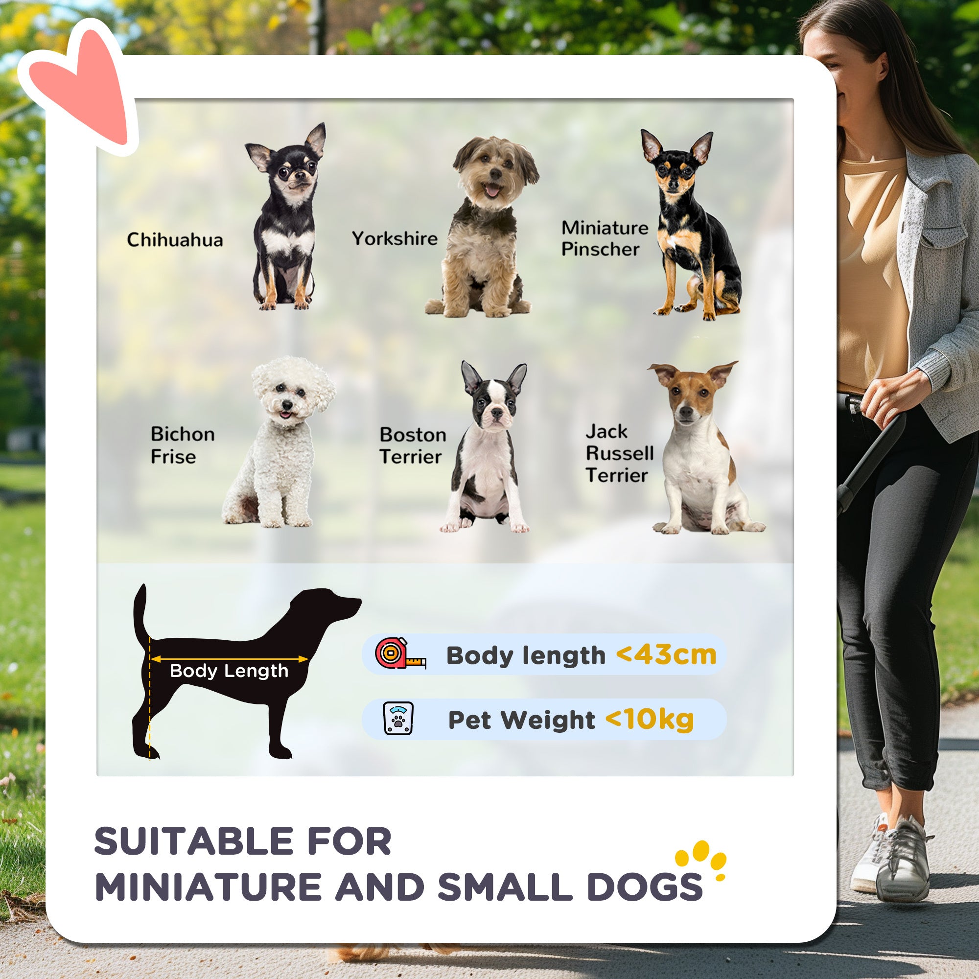 Dog/Pet Stroller for Small Dogs/Cats, 4 Wheels One-Click Fold with Swivel Wheels, Brake, Basket Storage, Safety Belts, Adjustable Canopy, Zippered Mesh Window Door, Brown