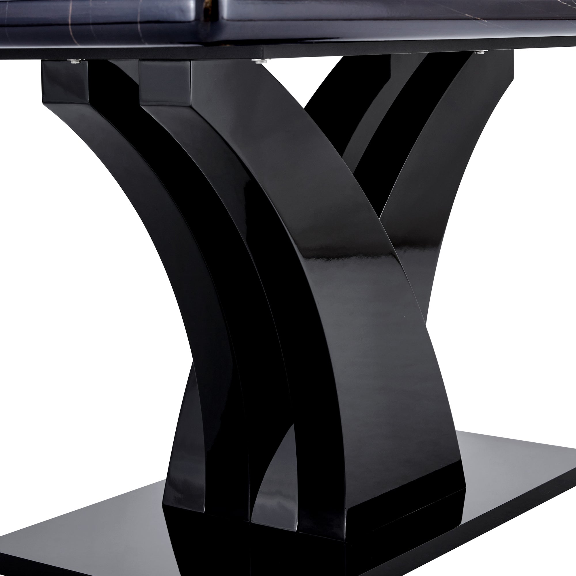 Modern Dining Table, Black Desktop and Black MDF Leg