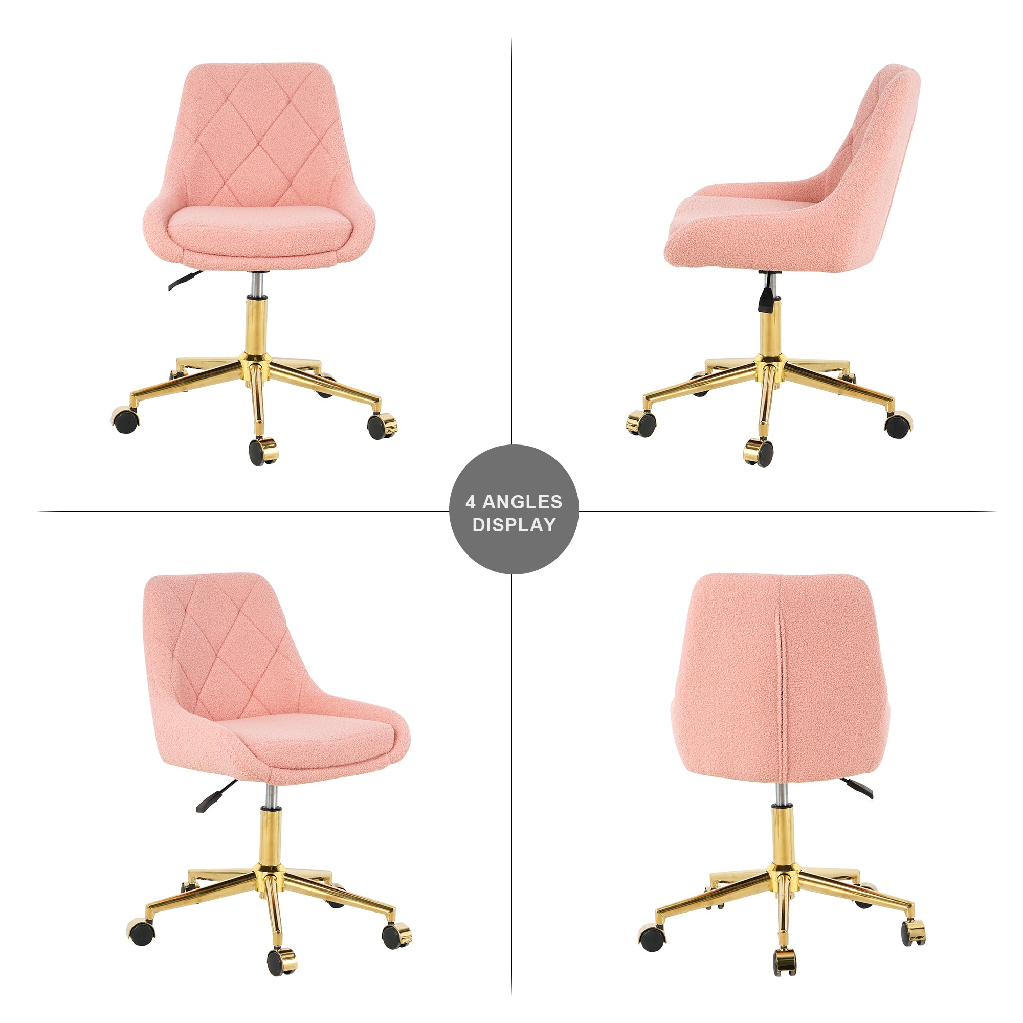 Modern Teddy Fleece Fabric with Gold Legs - Pink