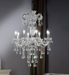 Luxury Silver Crystal 8-Led Light Chandelier 37" In