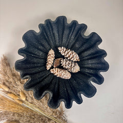 Modern Flower Bowl Shape Tray 12x12x3“ - Black