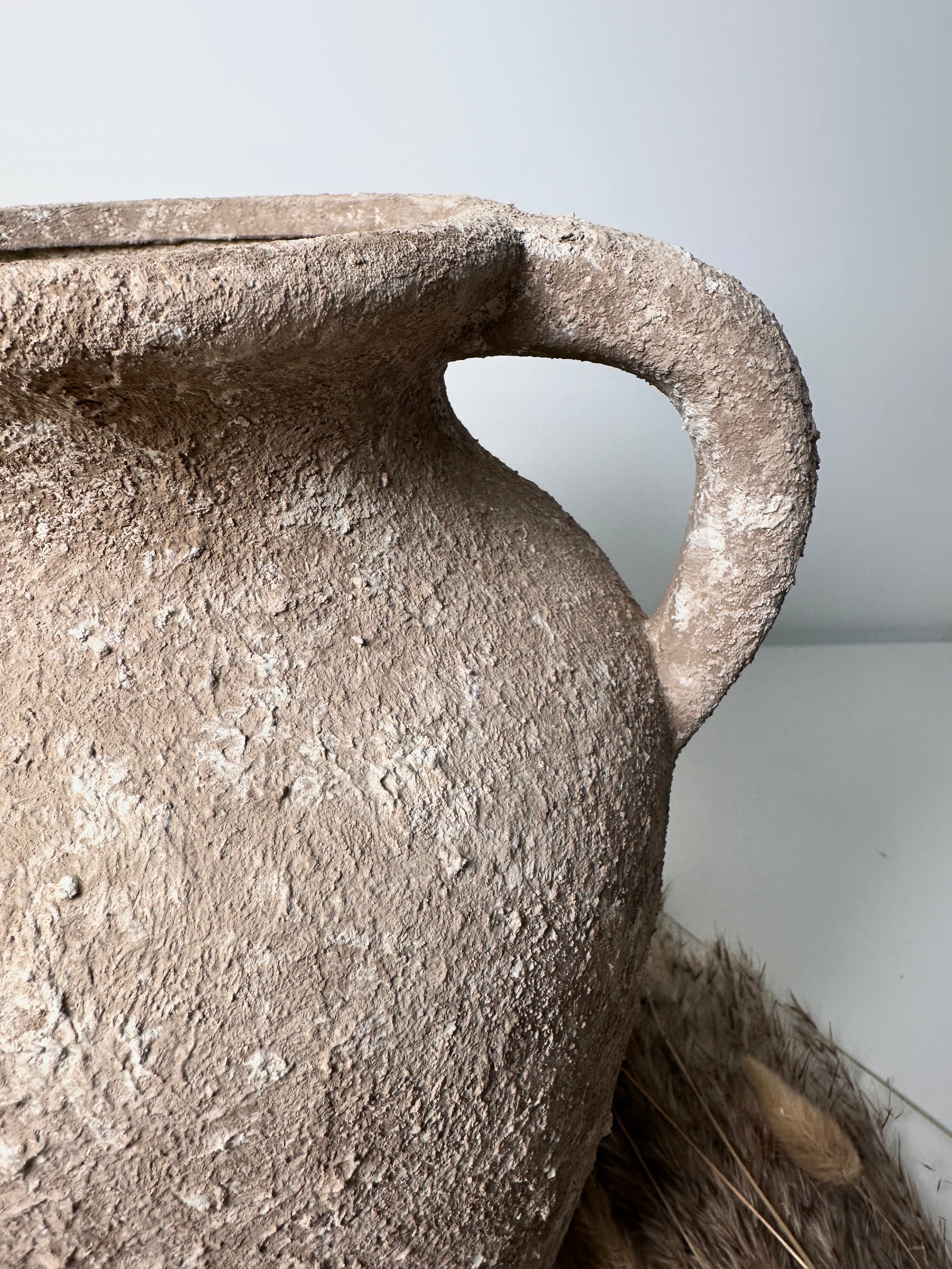 Rustic Minimalist Textured Hand-painted 10.5" tall - Brown wash
