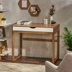 Contemporary Office Desk Mango Wood with drawer - Natural