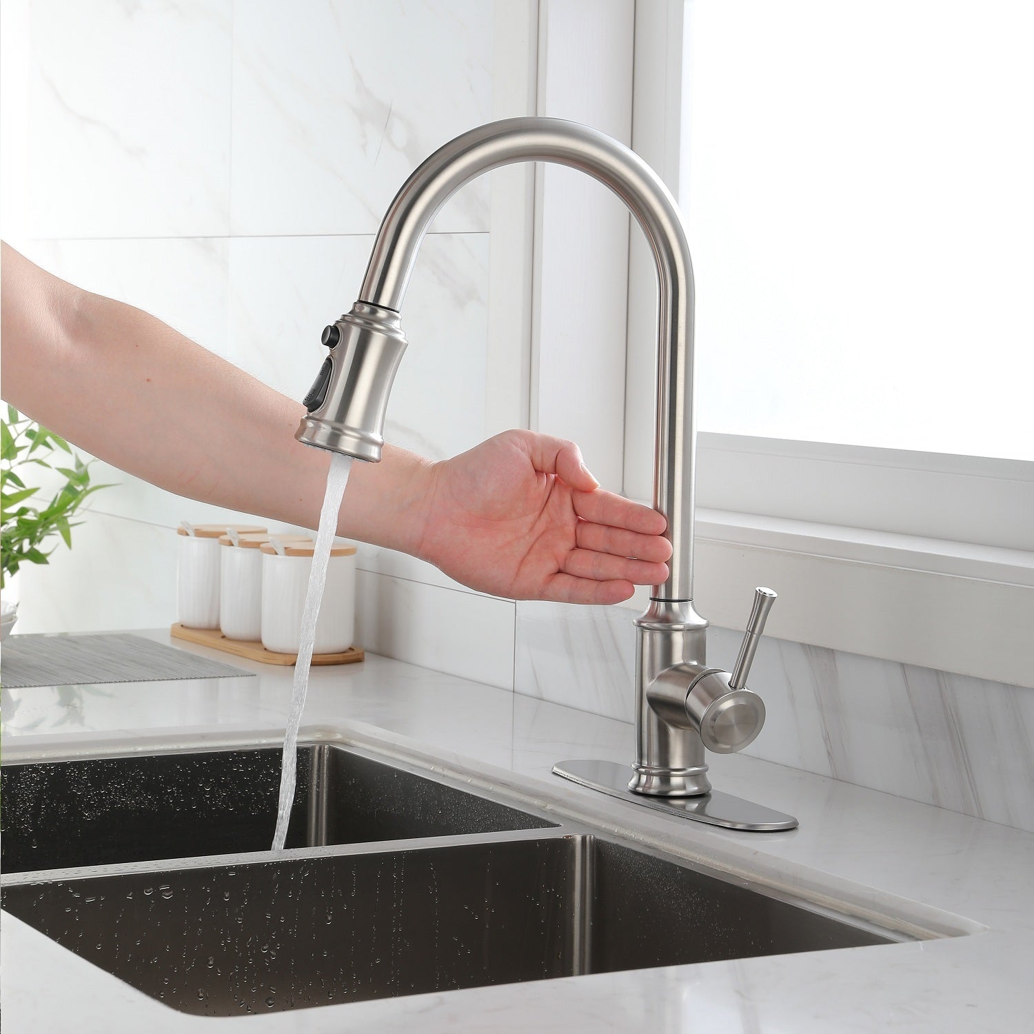 Touch Kitchen Faucet with Pull Down Sprayer - Brushed Nickel