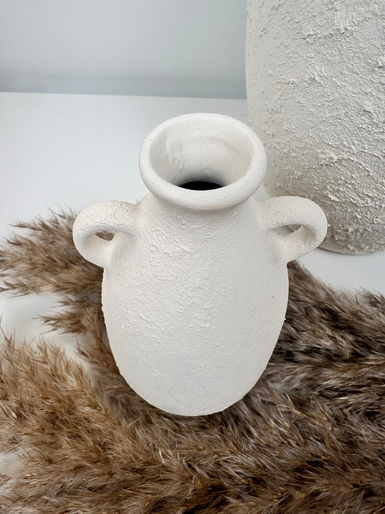Set of 3 minimalist vases - hand painted and textured - off white