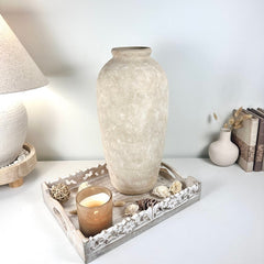 Minimalist Vase 18" tall  Hand-painted Ceramic  - Beige Sand Washed