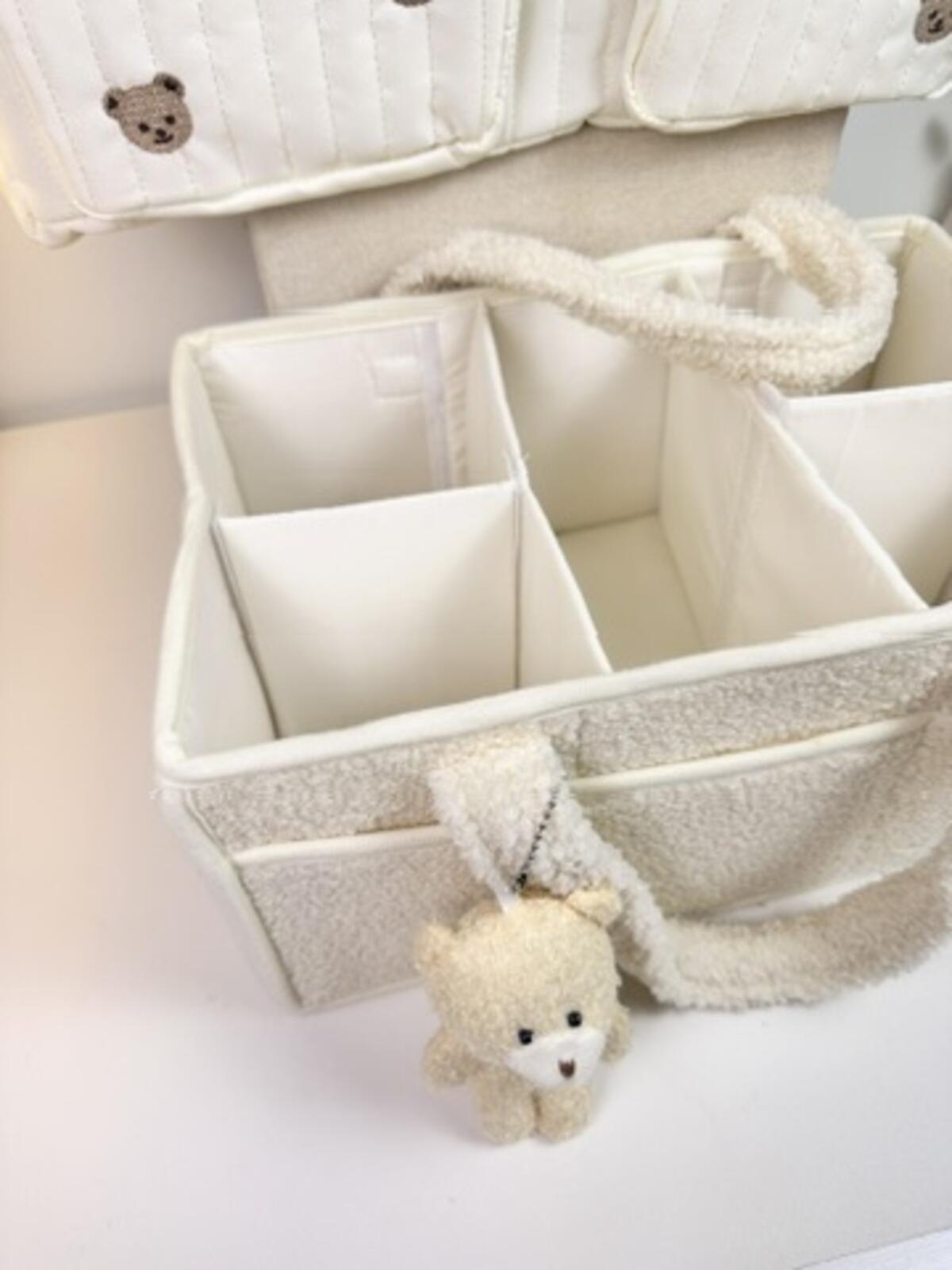 Set of 2 Duffel Bag and Caddy Diaper for Baby Essentials - Cream