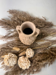 Minimalist rustic hand-painted textured small vase 5“ tall- Tan Beige