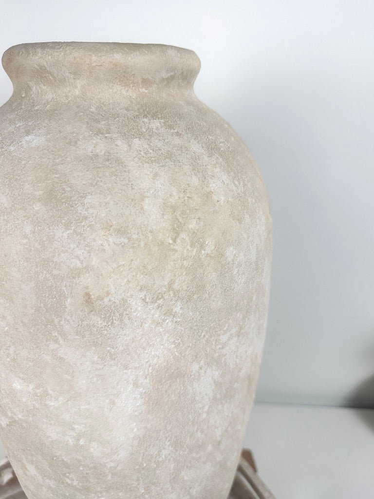 Minimalist Vase 18" tall  Hand-painted Ceramic  - Beige Sand Washed