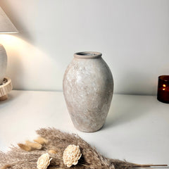 Handmade Painted Beige Wash Decorative Ceramic Vase 11’’ tall
