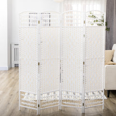 4 Panel Room Divider, Folding Privacy Screen, 5.6' Room Separator - White