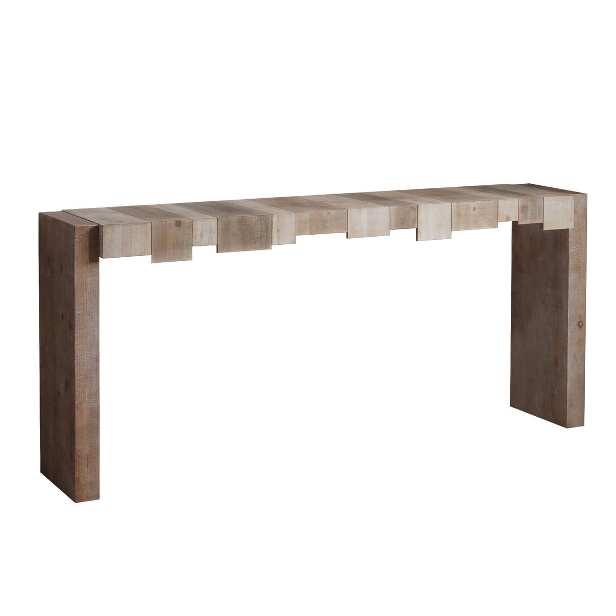 Modern Rustic Console Table - 71' Entryway Table with Sculpted Block Design - Narrow Sofa Table for Hallway, Living Room, or Foyer