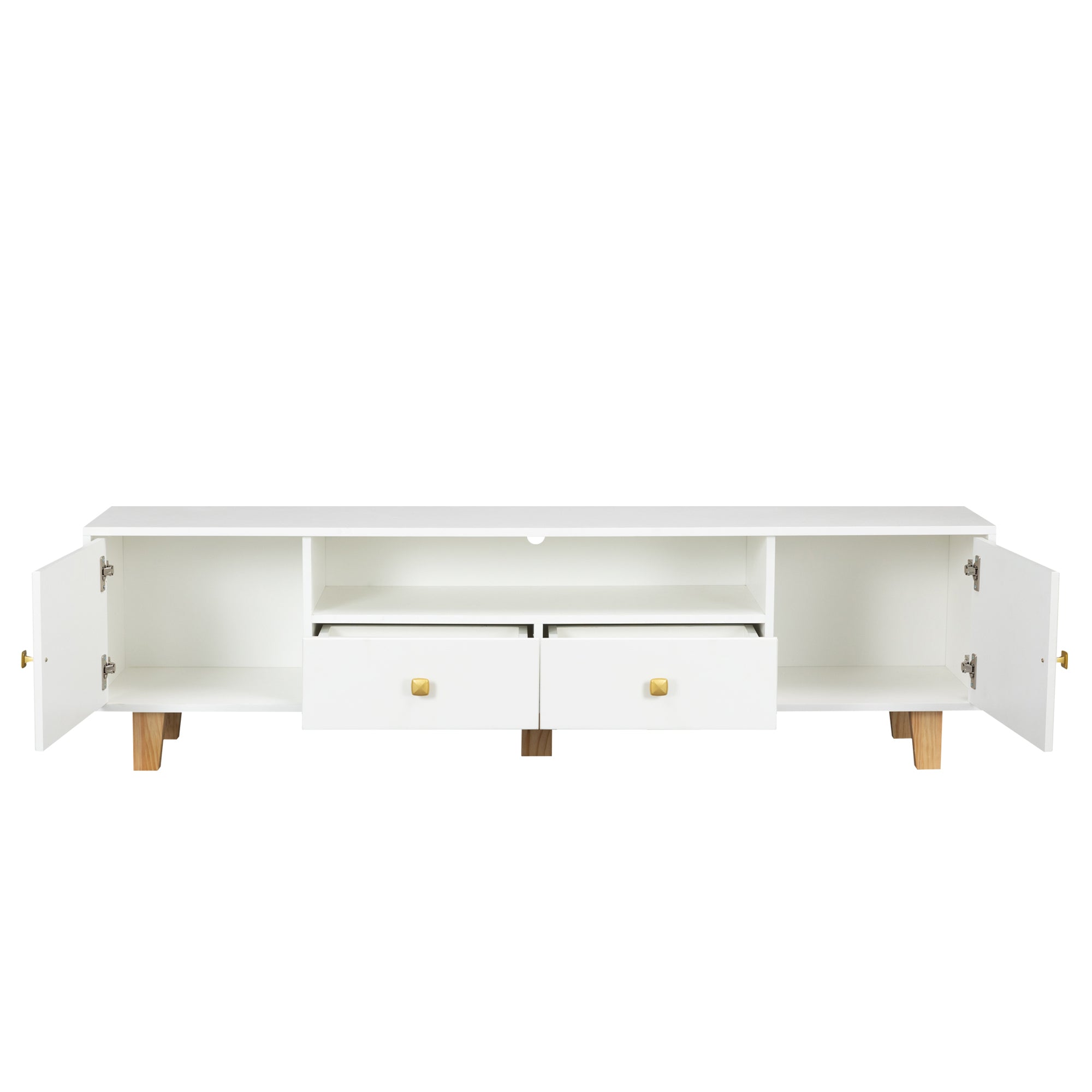 TV Media Console with LED Remote Control Light - White