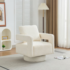 29.13' W Square Swivel Accent Chair, Modern Rotating Arm Chair with Open Back,360 Degree Rotation, Lounge Club Chair with Removable Back Cushion for Living Room, Hotel, Bed Room,Beige
