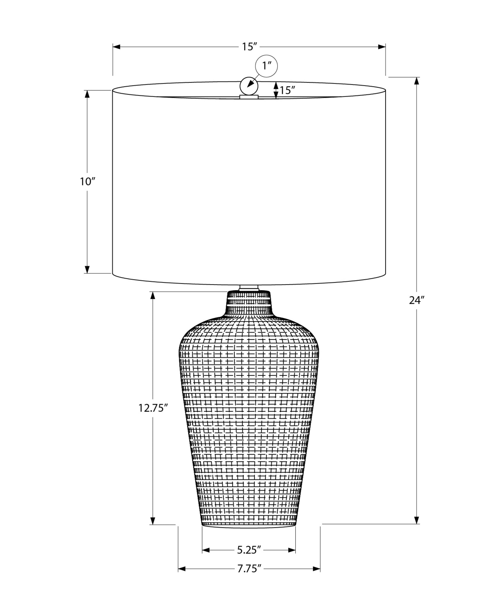 Table Lamp, 24"h, Black Ceramic, Black Shade, Contemporary