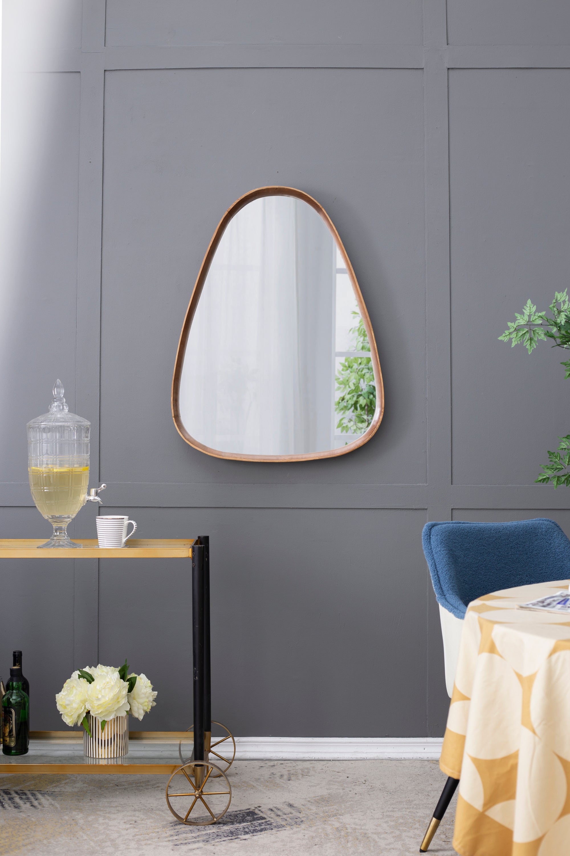Irregular Mirror with Wood Frame 30"x38"