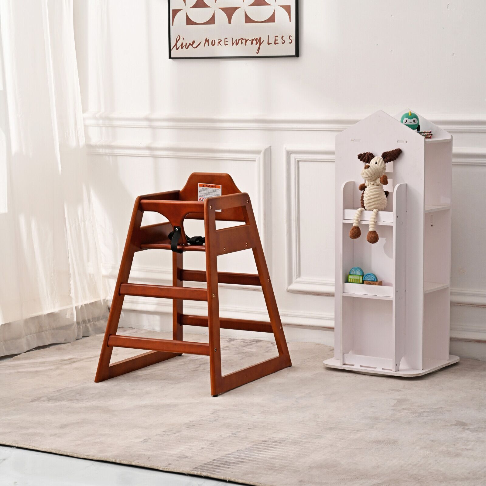 Wooden Double Solid Wood Feeding Baby Chair - Walnut Finish