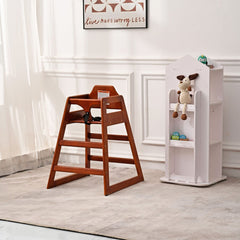 Wooden Double Solid Wood Feeding Baby Chair - Walnut Finish