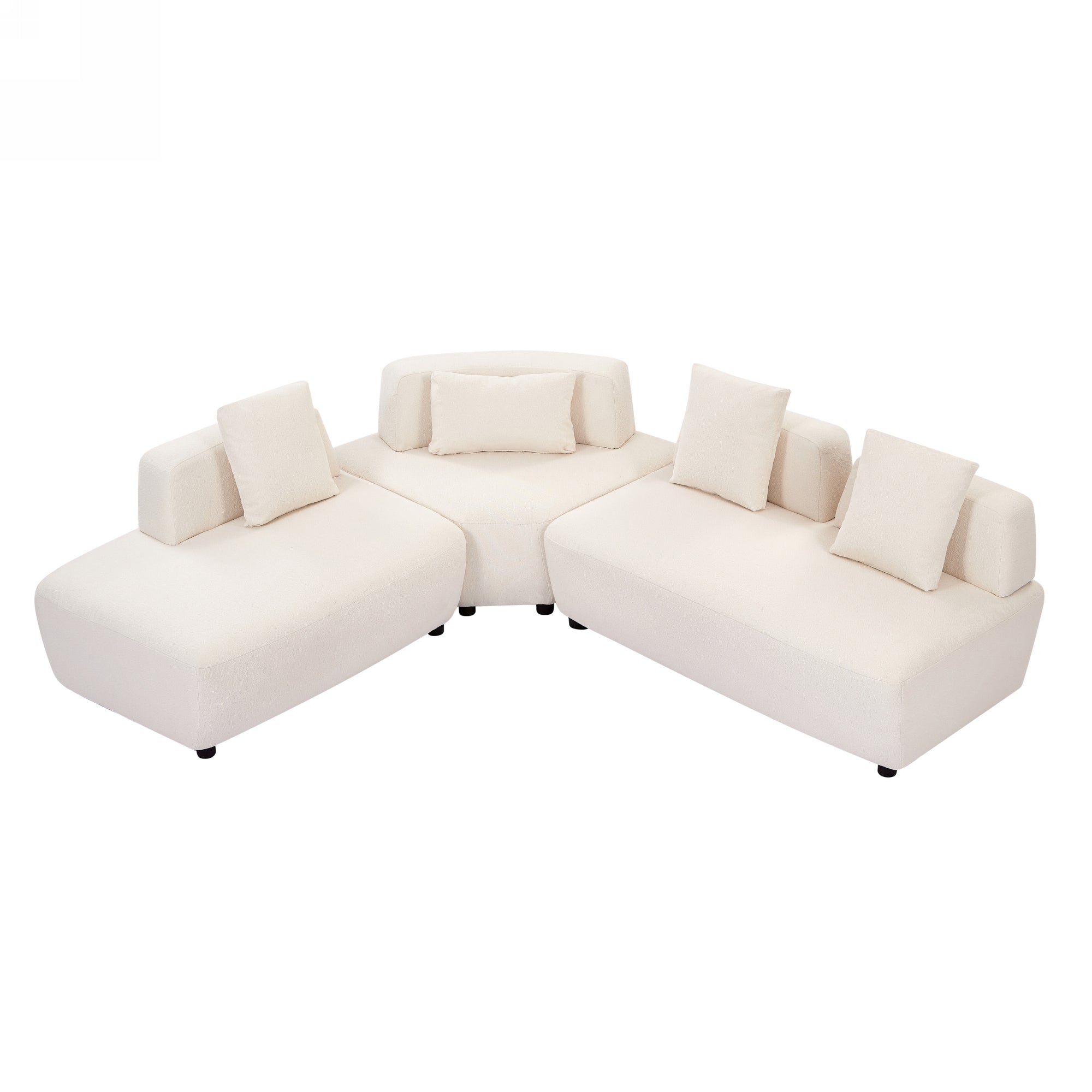 Contemporary 3-piece Sectional Sofa Free Convertible sofa with Four Removable Pillows - Beige